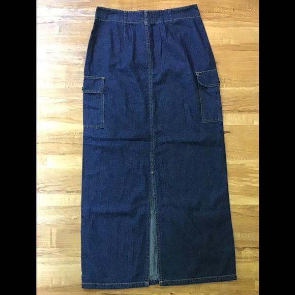 Vintage 1990s/Y2K Maxi Denim Cargo Skirt - Picture 2 of 12